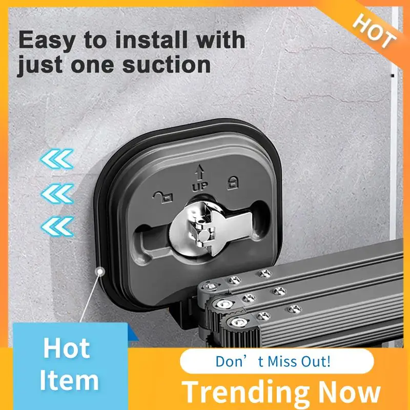 

Folding Clothes Rack Aluminum Clothes Hangers Black Wall Mount Rack Drying Rack Sucker Install Easy Install , S