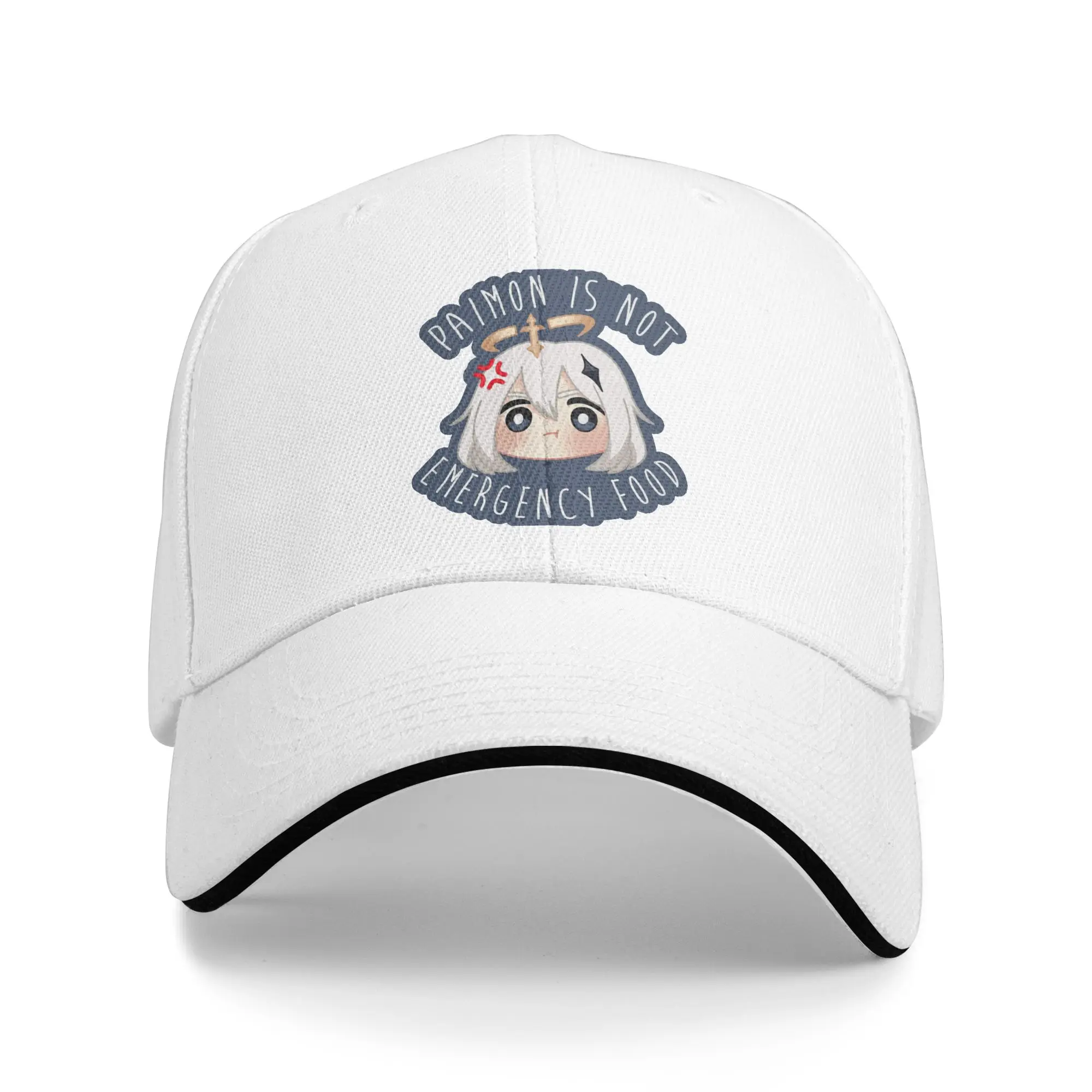 Genshin Impact Paimon Baseball Cap Popular Not Emergency Food! Sandwich Hat for Men Women Polyester Dad Hat Fishing