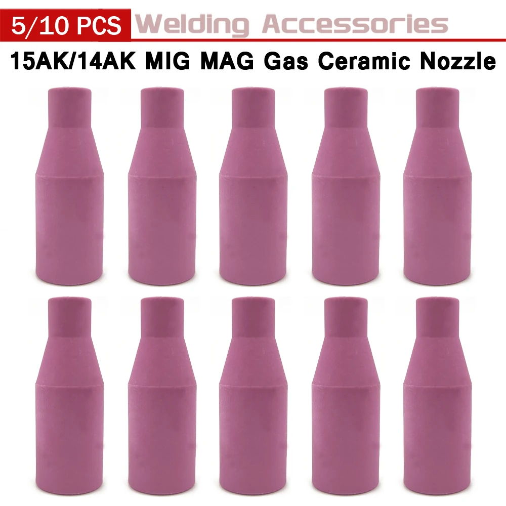 5pcs/10pcs MB-15AK 14AK MIG/MAG Gas Ceramic Nozzle Euro Style Welding Gun Tip Nozzle Shield Cup for Welding Torch