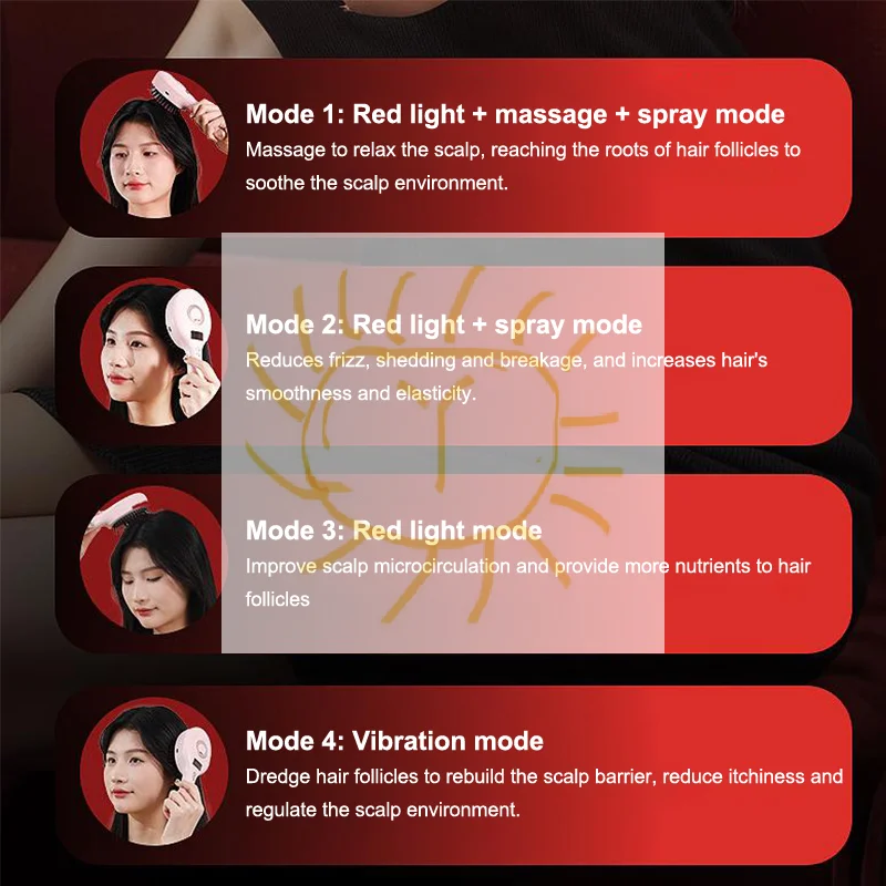 

Electric Spray Massage Comb Hair Growth Vibration Head Massager Brush LED Anti Hair Loss Scalp Liquid Medicine Atomizing Comb