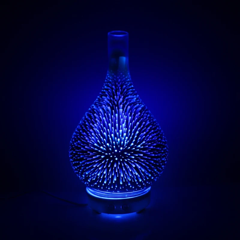 3D  Glass Vase Shape Air Humidifier With 7 Color Led Night Light Aroma Essential Oil Diffuser Mist Maker Ultrasonic Humi