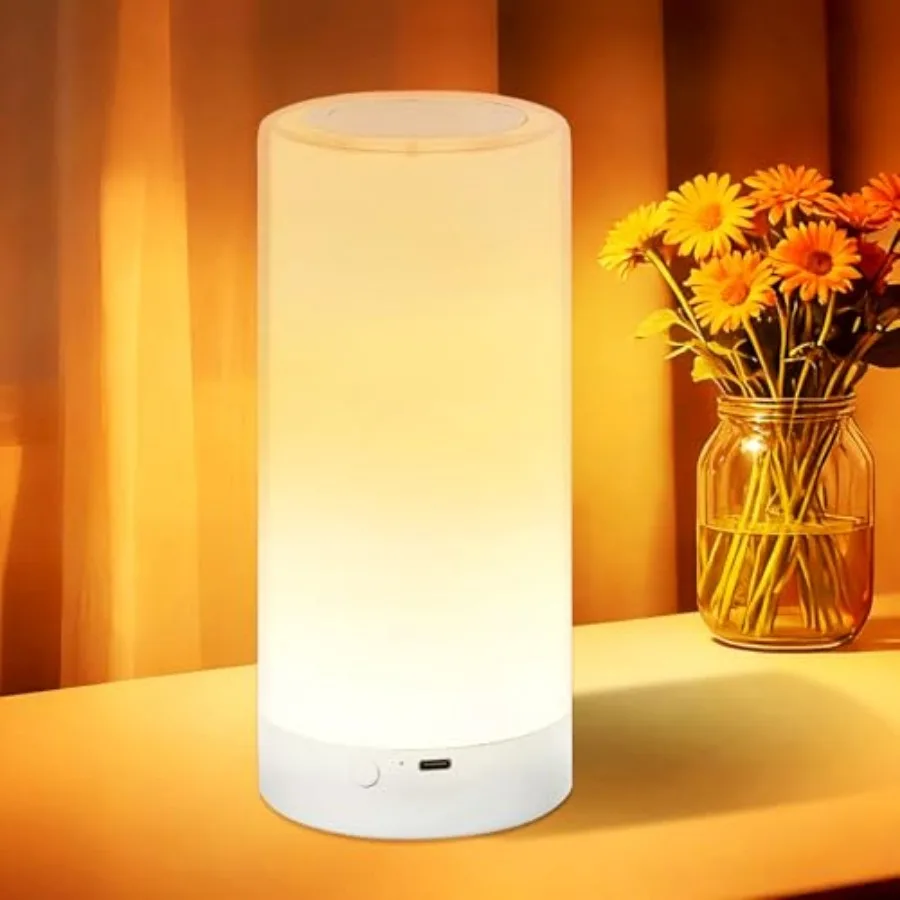 

Table Lamp, Touch Sensor Bedside Lamps, Dimmable Warm White Light and Color Changing RGB for Room, Bedroom, Living Room, Holida