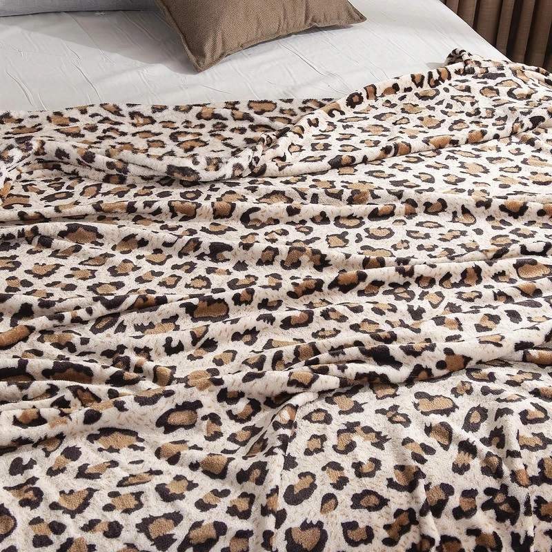 Leopard Printed Soft Fluffy Flannel Blankets For Beds Coral Fleece Mink Throw Single Double Bed Bedspread Winter Warm Blankets
