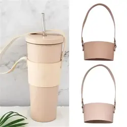 Water Bottle Handle Shoulder Strap for Stanley 30-40oz Bottles PU Leather Tumbler Handle Water Bottle Sling Accessory