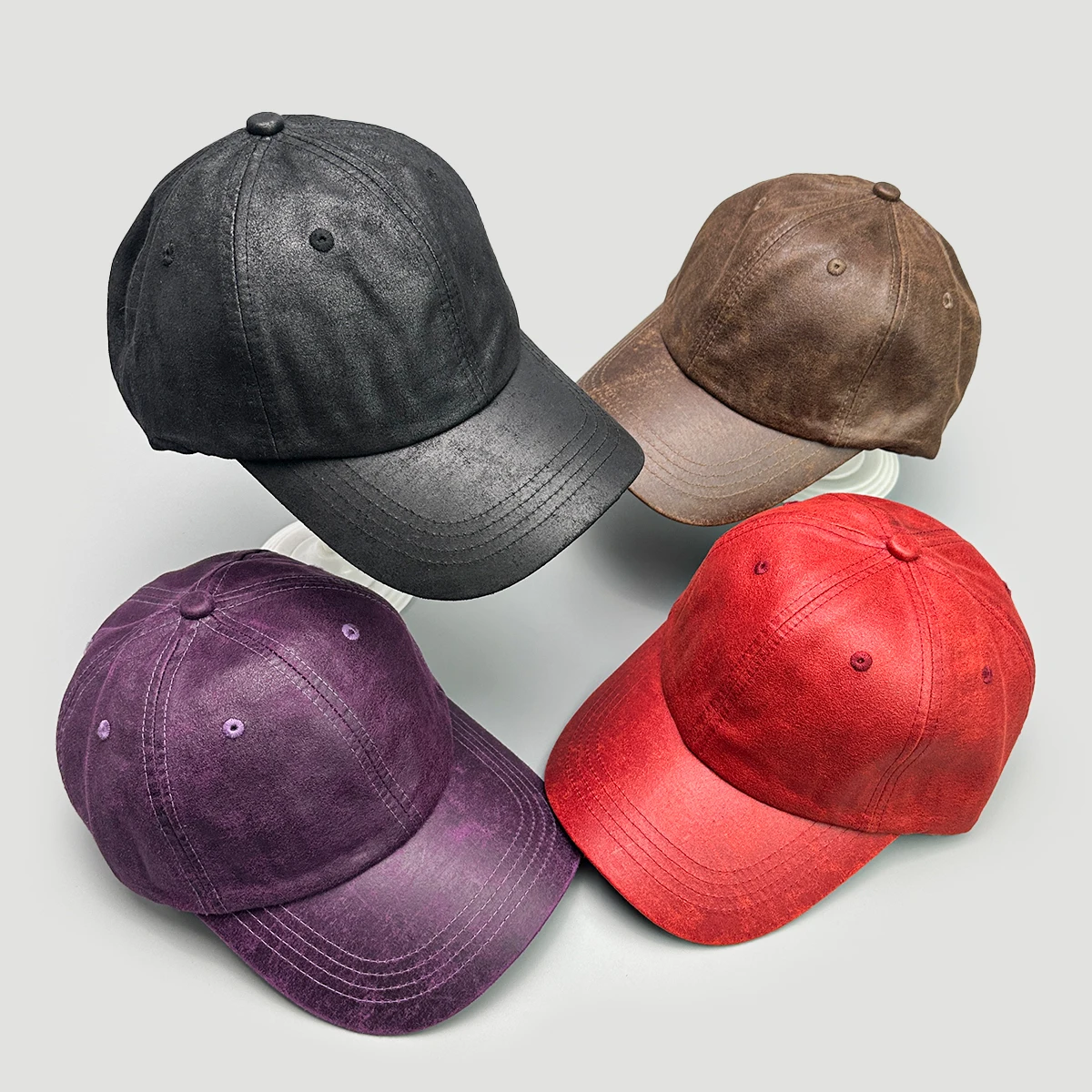 

Retro Korean PU Leather Solid Baseball Hats New Men Women Sunshade Simple Versatile High-quality Fashion Travel ins Peaked Caps