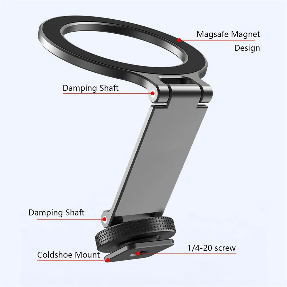 Metal Magnetic Magsafe Phone Mount Folding Cold Shoe Phone Holder Horizontal Vertical Shooting For Phone Camera Monitor Tripod