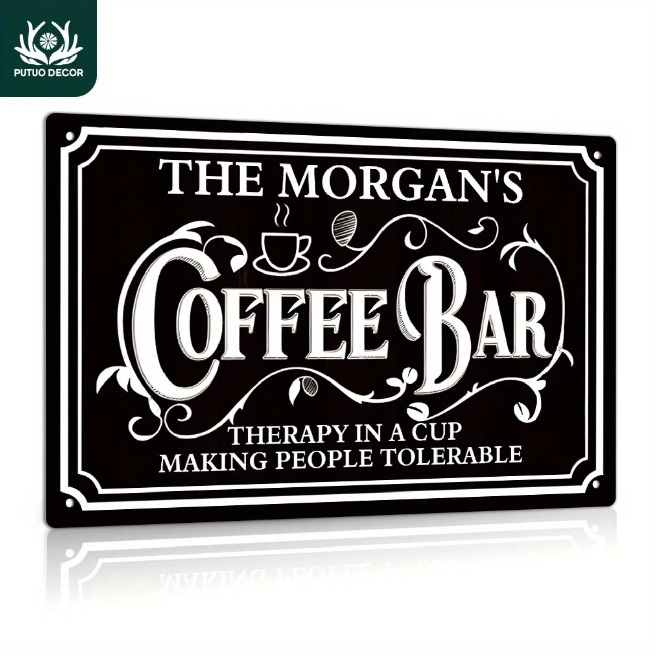 1pc Personalized The Morgan's Coffee Bar Metal Sign - Custom Text - Home Decor - Dust & Water Resistant (Decorative Only)