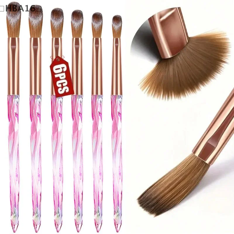 〔HBA16〕6 Pcs Acrylic Nail Brush Set, Professional Nail Brushes Acrylic Powder Nail Extension And 3D Nail Carving
