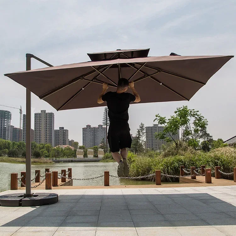 Modern Design Solar Powered LED Light Umbrella For Outdoor Furniture Parks Hotels And Villas Patio Umbrellas & Bases