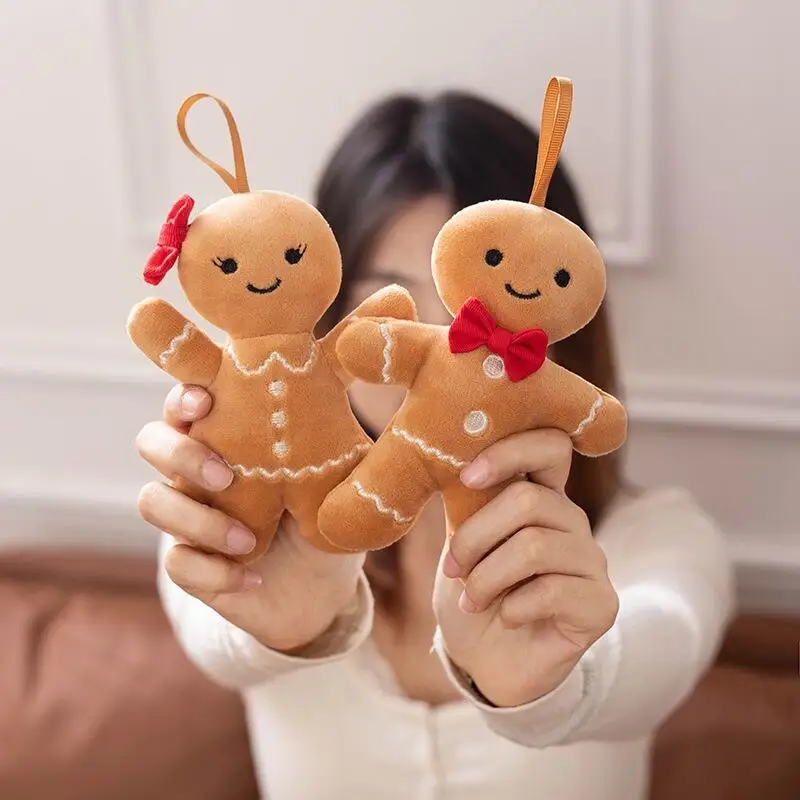Christmas 3D Plush Tie Gingerbread Doll Keychain Car Backpack Hanging Rope Couple Decoration Christmas Gift Valentine's Day Gift