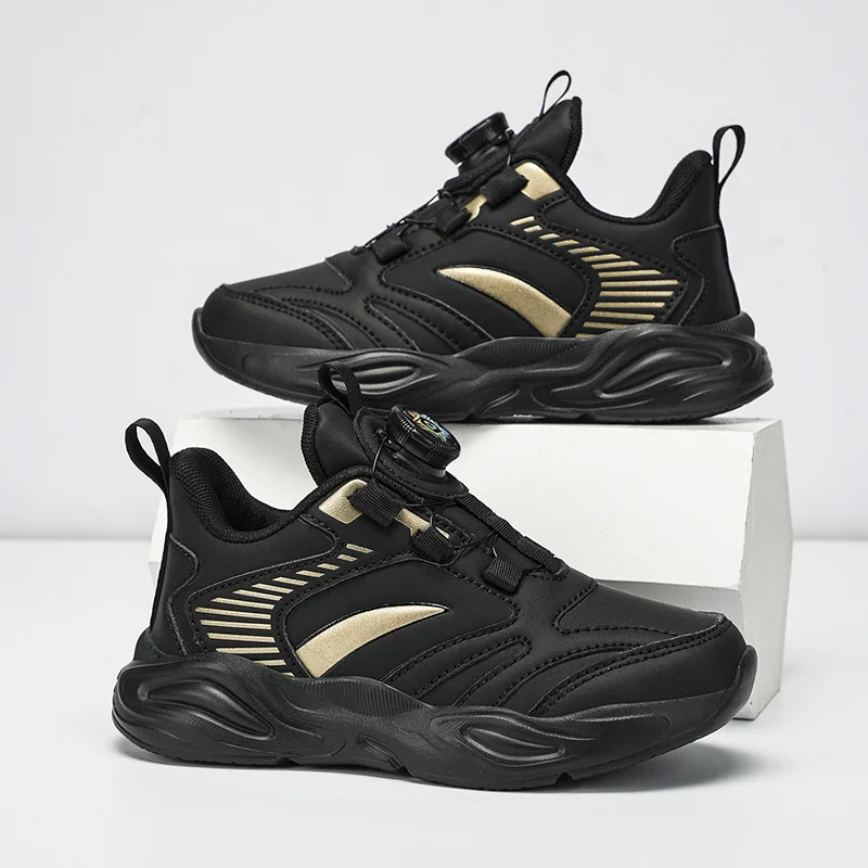

Autumn Children Sneaker Boys Origin Shoes Black Gold PU Leather Kids Casual Shoes Lightweight Platform Tenis Boy Sports Shoes