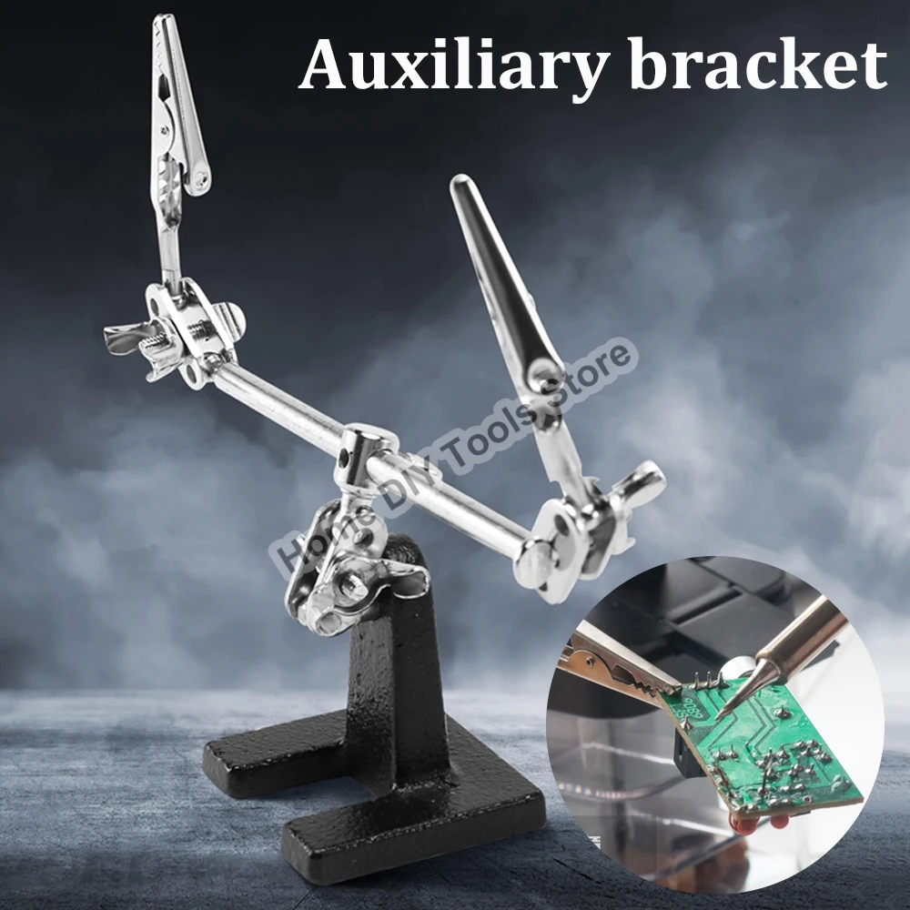 Adjustable Third Hand Soldering Tool Desk Clamp Welding with 2 Alligator Clips Soldering Stand Soldering Repair Tool