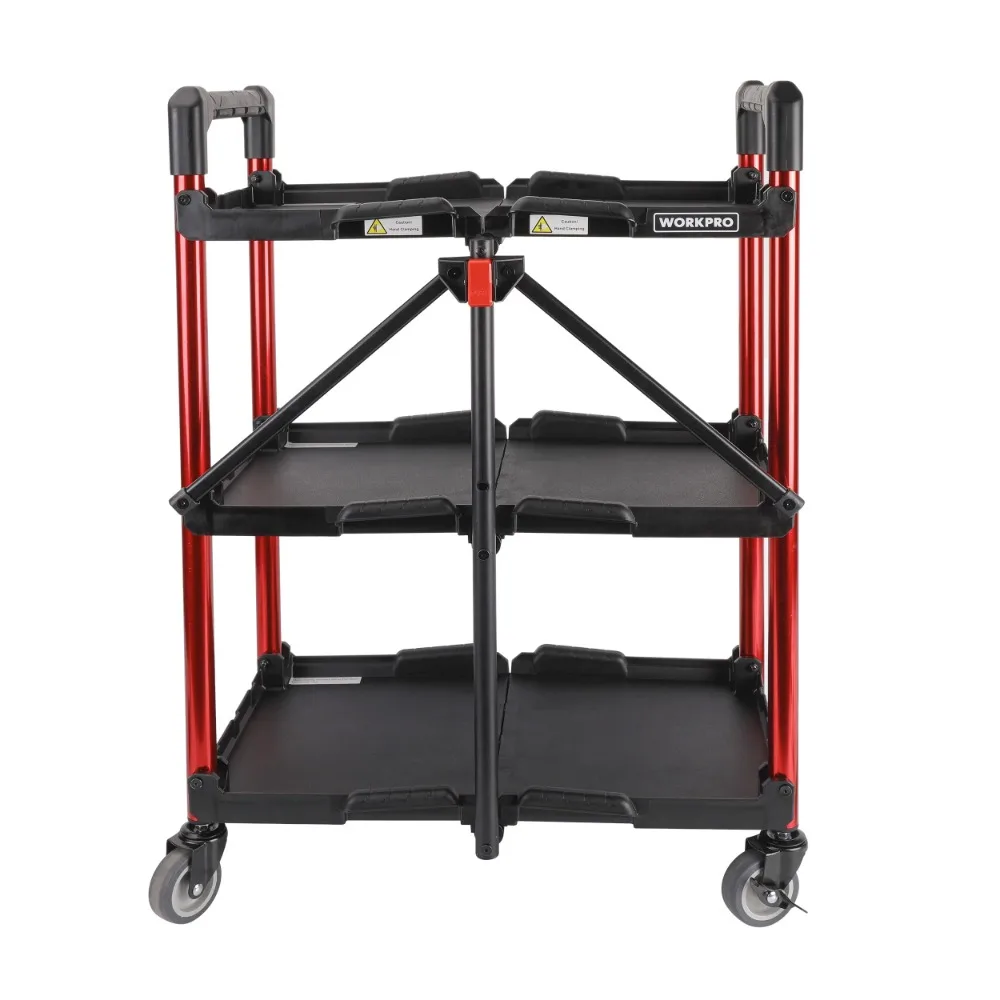 Collapsible 3-Shelf Utility Tool Cart, Black