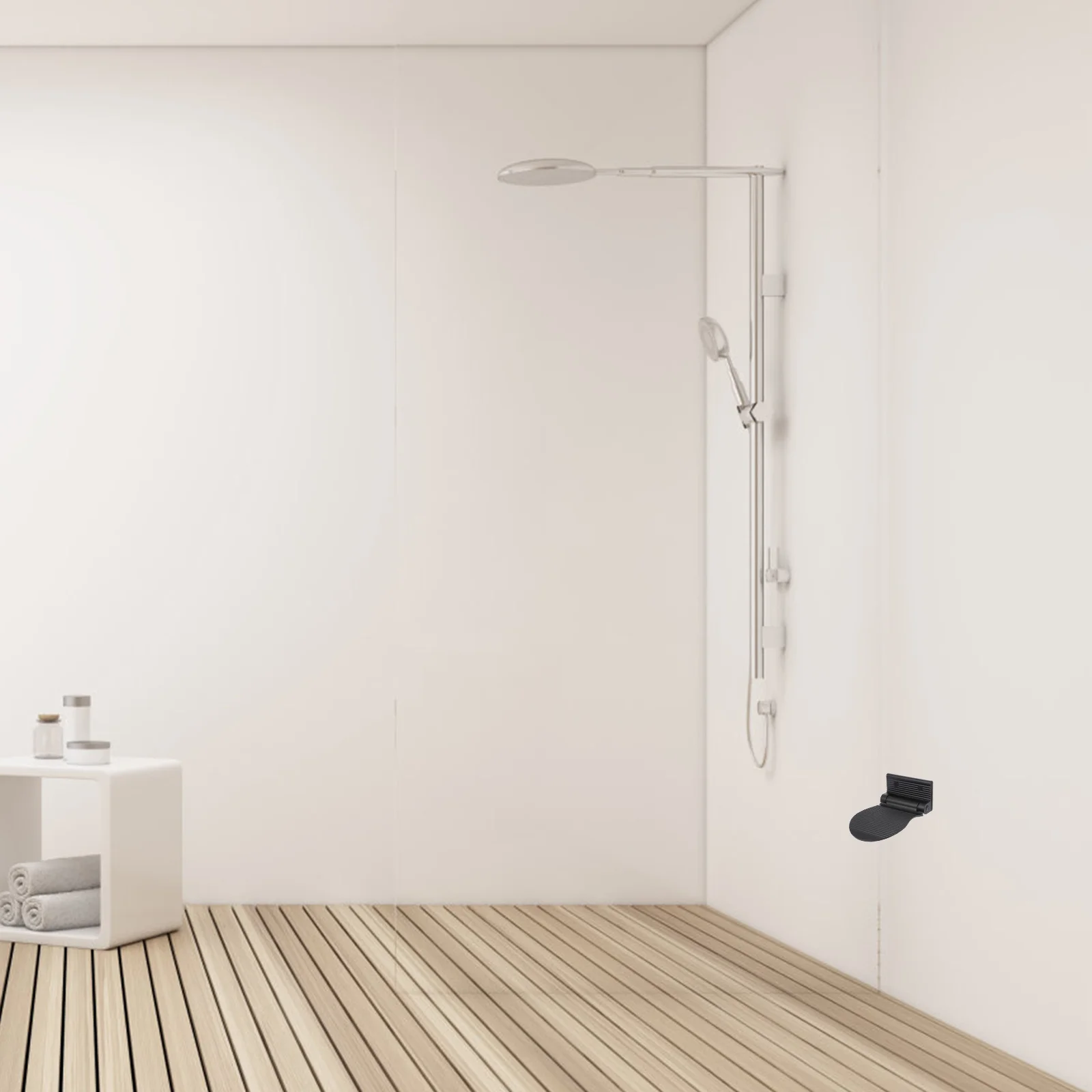 

1Pcs Shower Footstool Pedal Device Non-Slip Bath Supporter Rust-Proof Space Aluminum Feet Step Shoe Polishing Helper