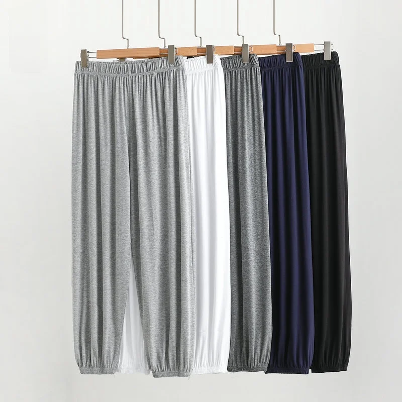 Men Modal Harlan Loose Long Pants Thin Anti Mosquito Summer Large Size Sleep Casual Training Trousers