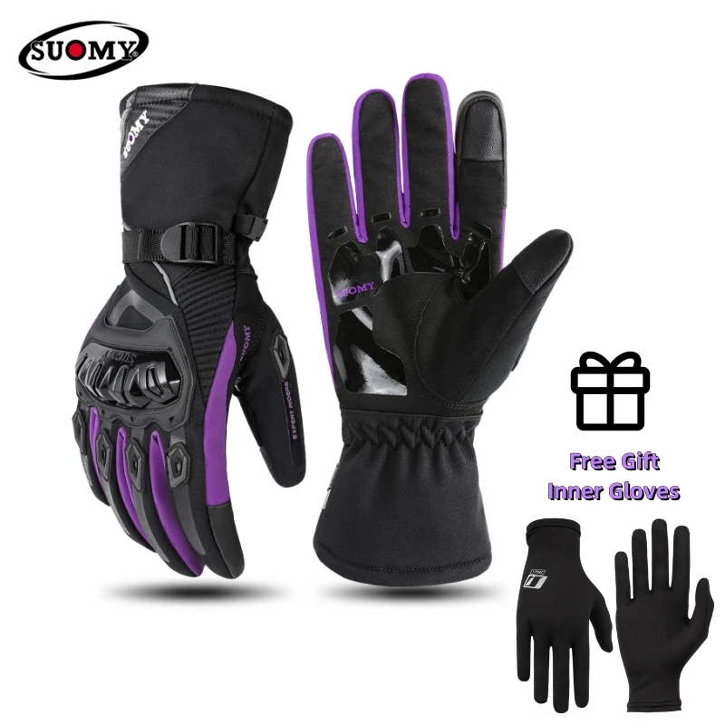 

TOP Winter Outdoor Riding Waterproof Warm Full Finger Gloves Free Gift Lined Gloves Thickened Touch Screen Off-Road Gloves