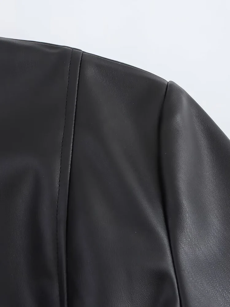 Europäischen und Amerikanischen stil frühjahr neue frauen kleidung kurzen rock saum kunstleder rundhals langarm jacke schlank coa