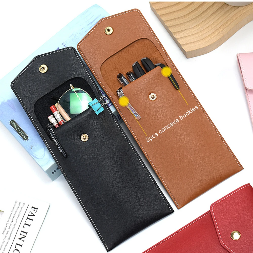 Thick PU Leather Pencil Bag Large Capacity Pen Holder Glasses Bag Multi-functional Pouch School Supplies Children Gifts 2023 New