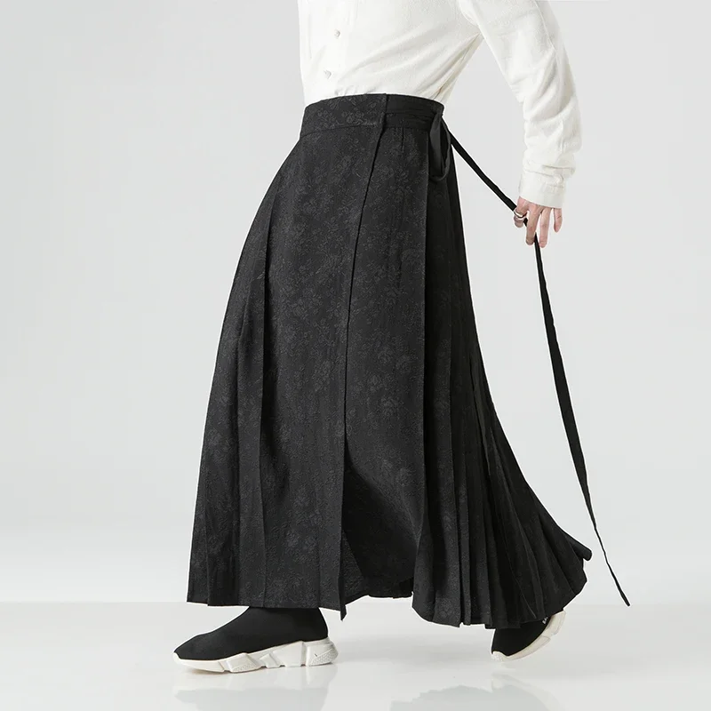 Pop 2025 Uomini Larghi Cinese Intrattenimento Musiche E Canzoni Stile Harajuku Hakama Kimono Tang Casual Uomini 2025 Pantaloni Maschili Pantaloni Uniformi Uomini Pantaloni Kendo