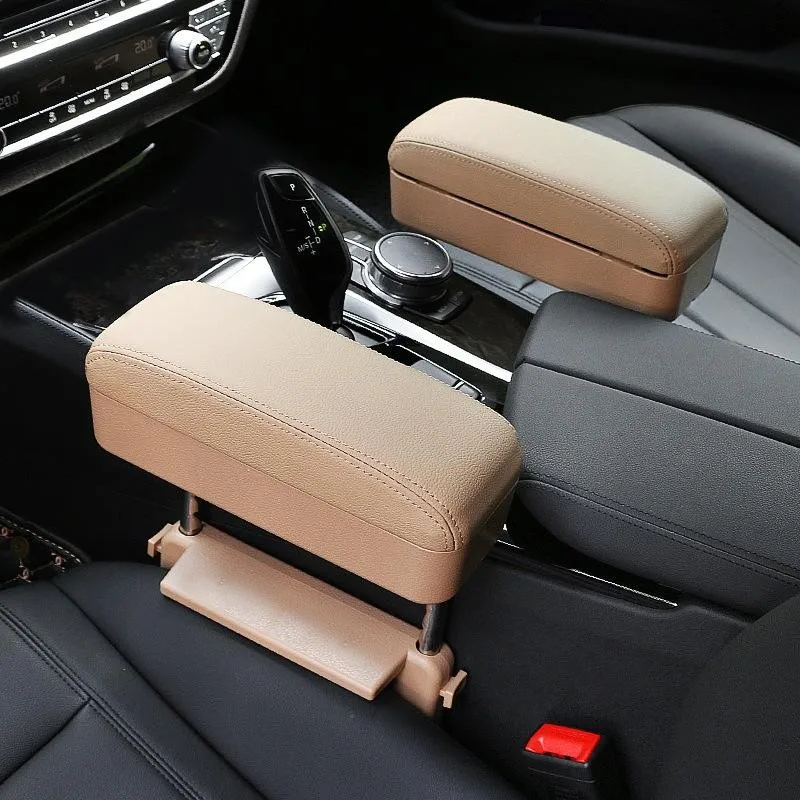 Adjustable Car Center Console Armrest Cushion Extender, Memory Foam Elbow Support with Storage Box, Seat Gap Organizer