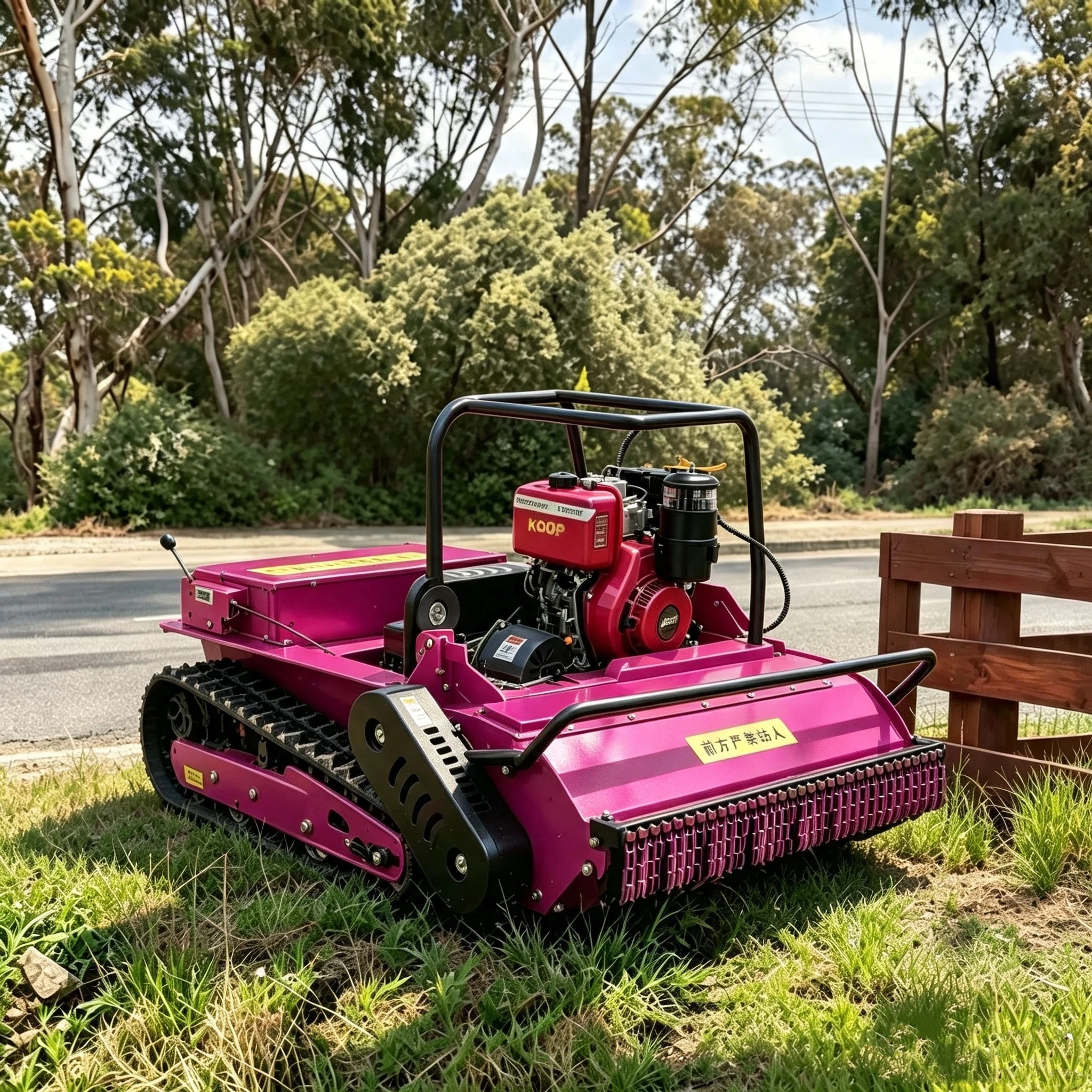 Customized-550mm Cutting Width Factory Direct Sale Rubber Crawler Petrol Engine Remote Control Lawn Mower Self-Propelled