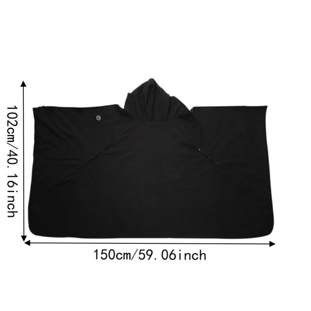 Graphene Electric Heated Wearable Blanket USB Charging with Hoodie Heating Wrap Blanket Black Windproof USB Heated Shawl Office