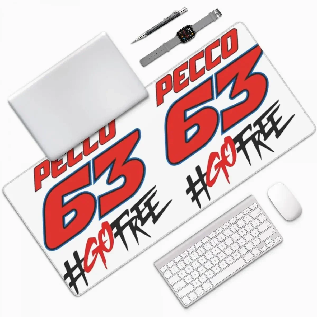 

Pecco Bagnaia 63, большой коврик для мыши Go Free, компьютерная клавиатура, коврик для мыши, игровой коврик для ноутбука, офисные аксессуары, настольные коврики
