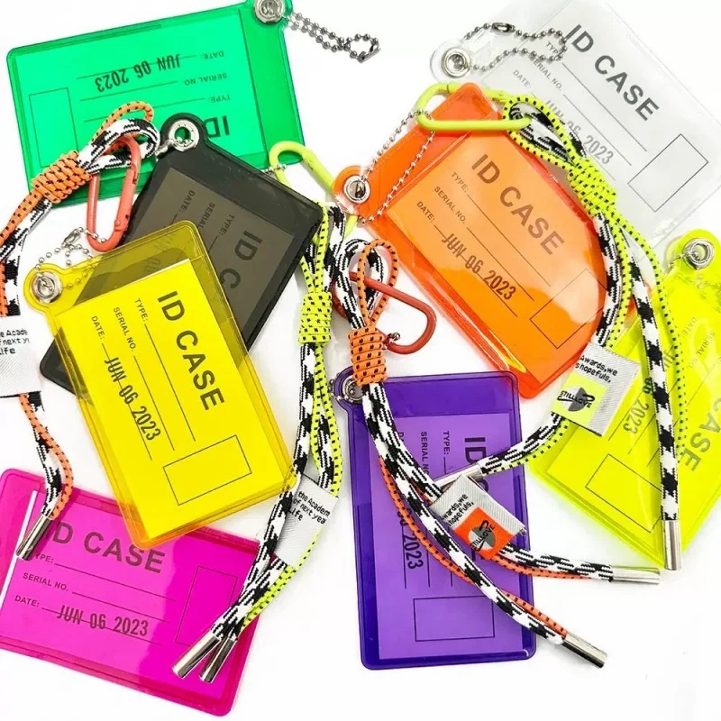 Fashion PVC Waterproof ID Card Holder Keychain Card Protector Keychain Sleeves Clear Medical/Credit Card Bag Pendant Protector