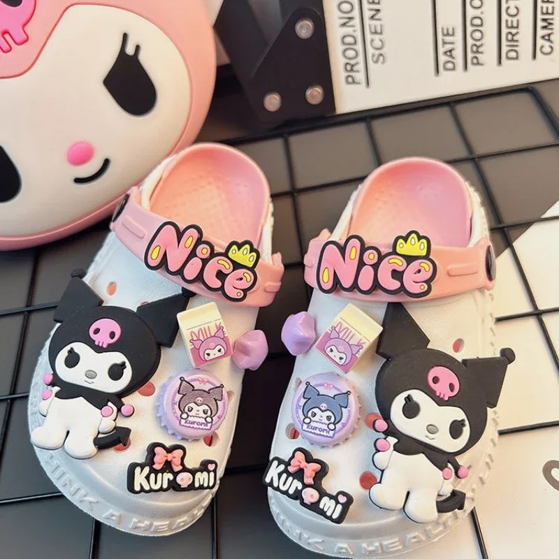 New Sanrio Kuromi Cinnamoroll anime cartoon cute kawaii female summer parent-child style girls non-slip outer wear hole shoes