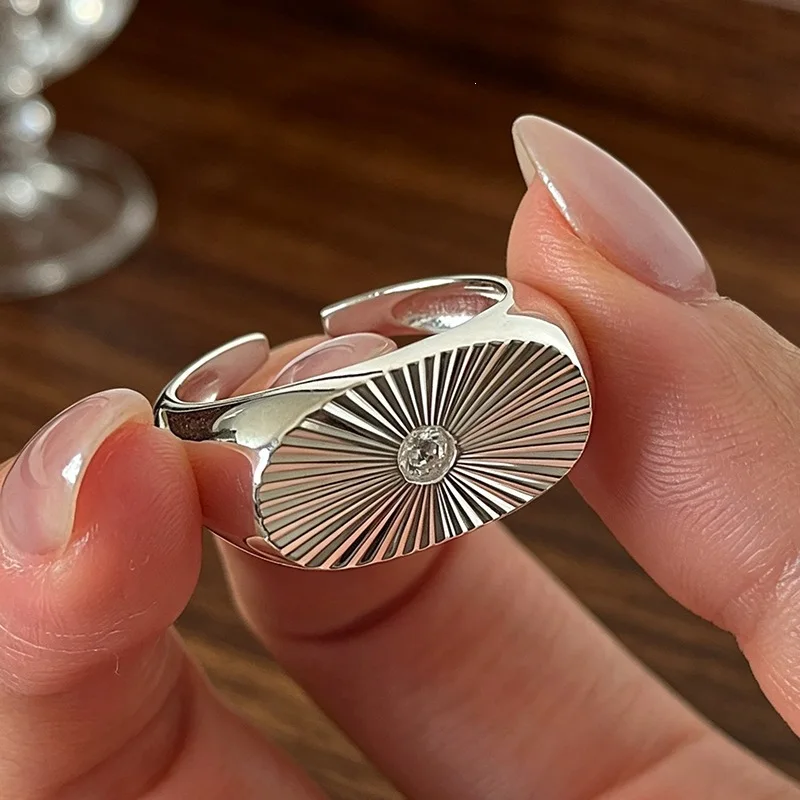 GANPUP Vintage Silberfarbener Geometrischer Offener Ring für Damen, Modischer Verstellbarer Ring, Schmuckgeschenk für Partys – Detail 3