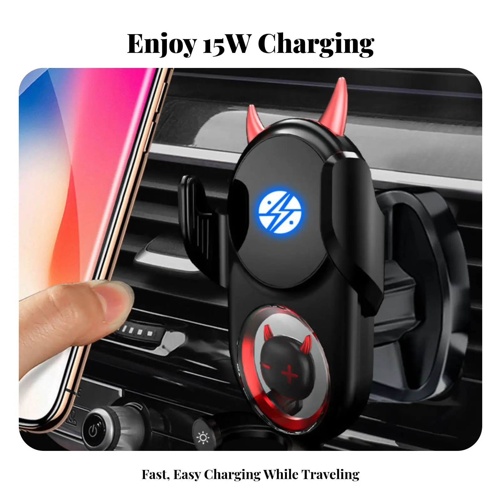 

Держатель для телефона в автомобиль с дизайном «Мультяшный Дьявол», быстрая зарядка 15 Вт, универсальное крепление