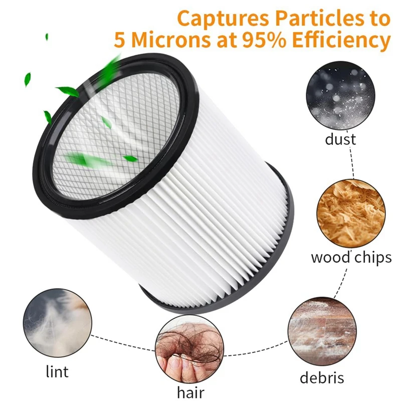 أجزاء فلتر خرطوشة DXVC6910 للمكانس الكهربائية الرطبة والجافة DEWALT 6-16 جالون، متوافقة مع Dewalt DXV06P