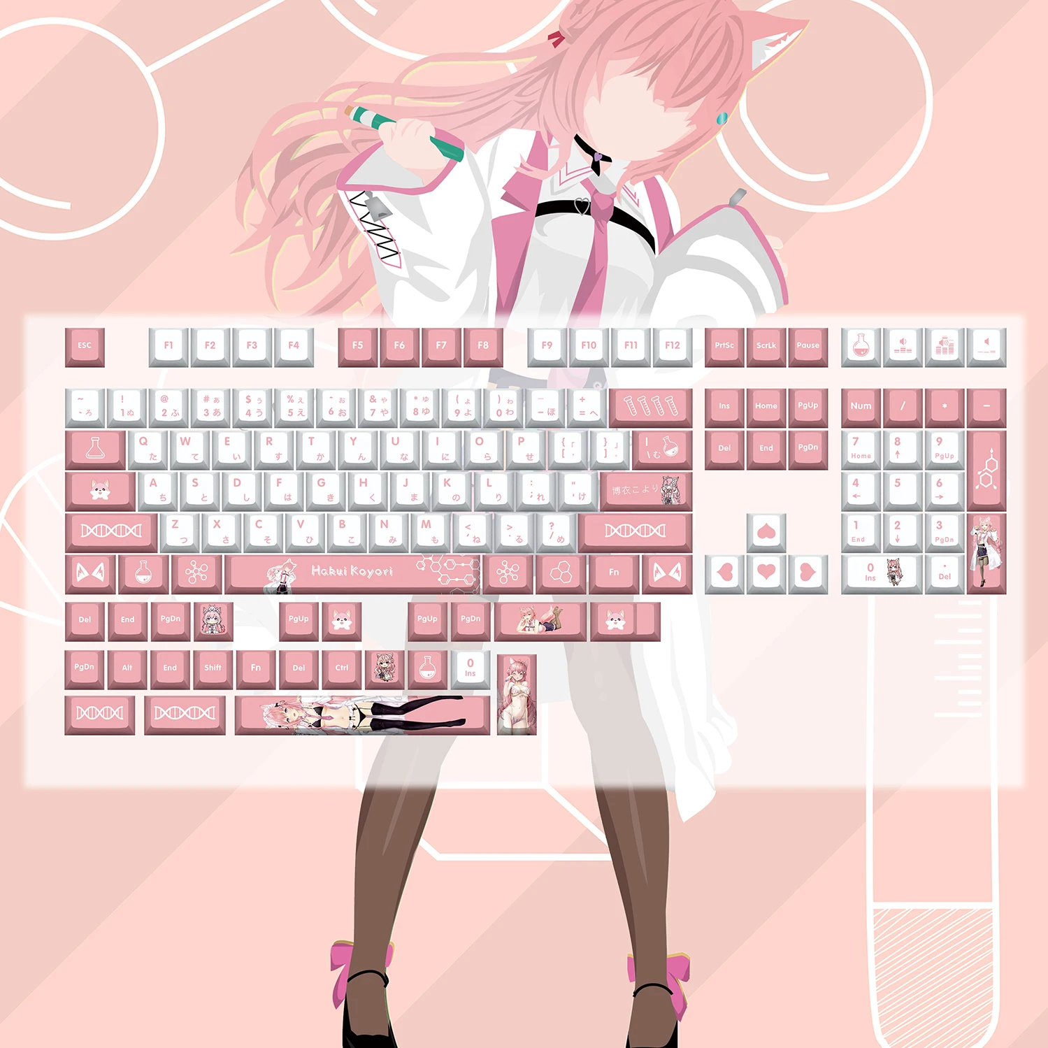 

Hakui Koyori Key Cap Vtuber Hololive Key Cover PBT DYE Sublimation Cherry MX Cross Axis Switch Keycap Mechanical Keyboard Gift