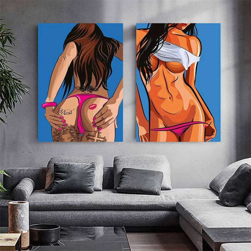 

Modern Pop Art Beauty Posters and Prints Canvas Painting Wall Art Pictures for Bar Bedroom Home Decoration