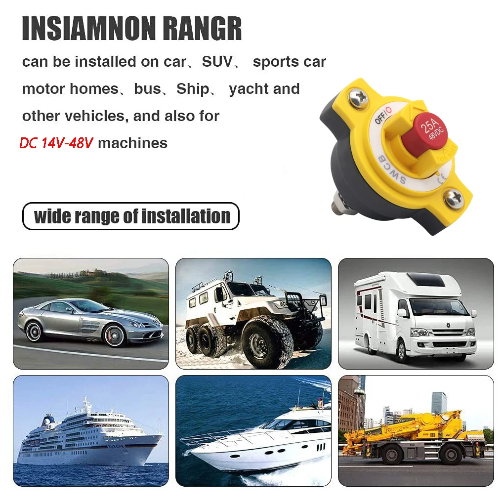 12V- 48V DC Circuit Breaker Battery Switch Rotary Switch With Manual Reset Durable Reliable