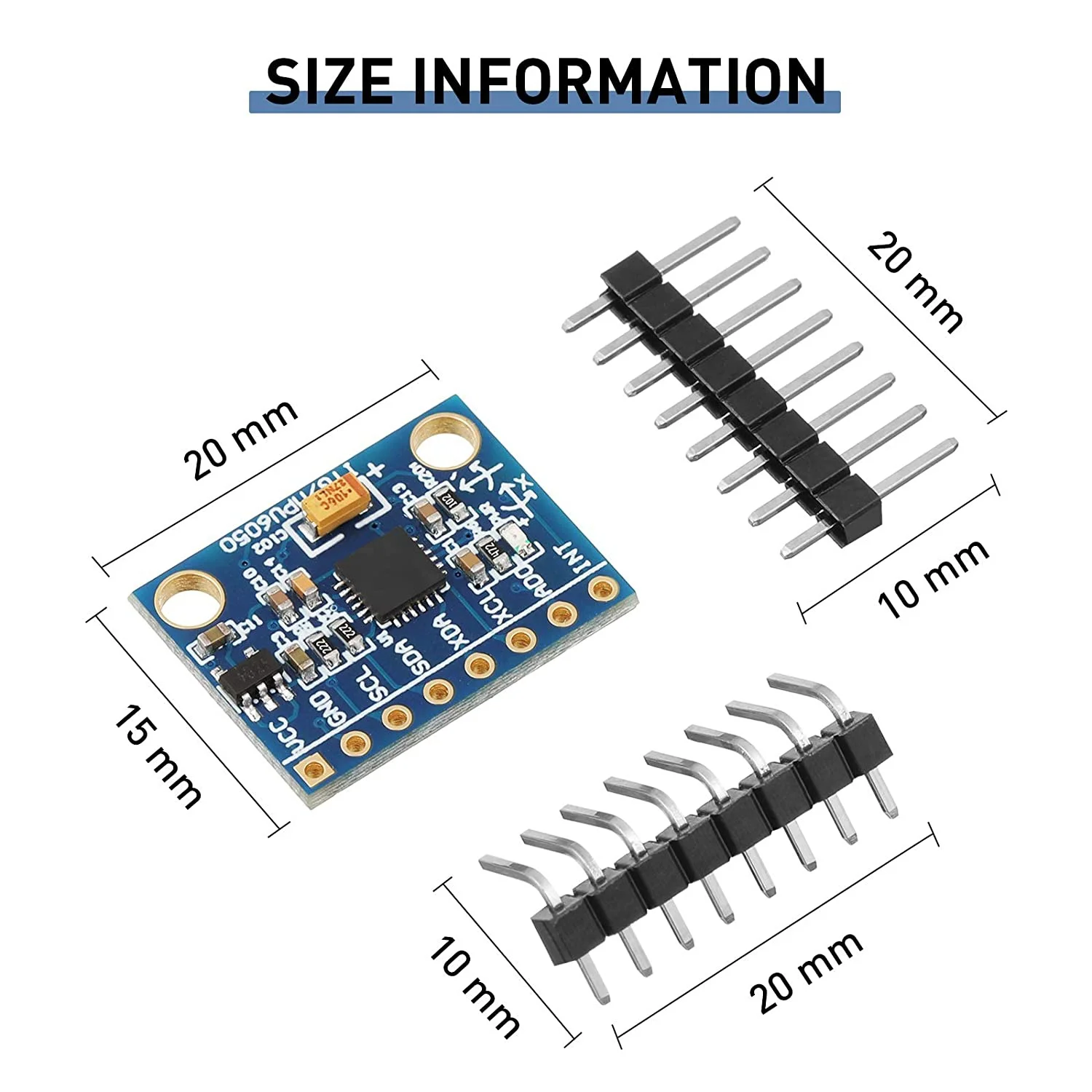 GY-521 MPU-6050 MPU6050 Module, 3 Axis Accelerometer 6 DOF Gyroscope Sensor Module Kit 16 Bit Converter Data Output IIC