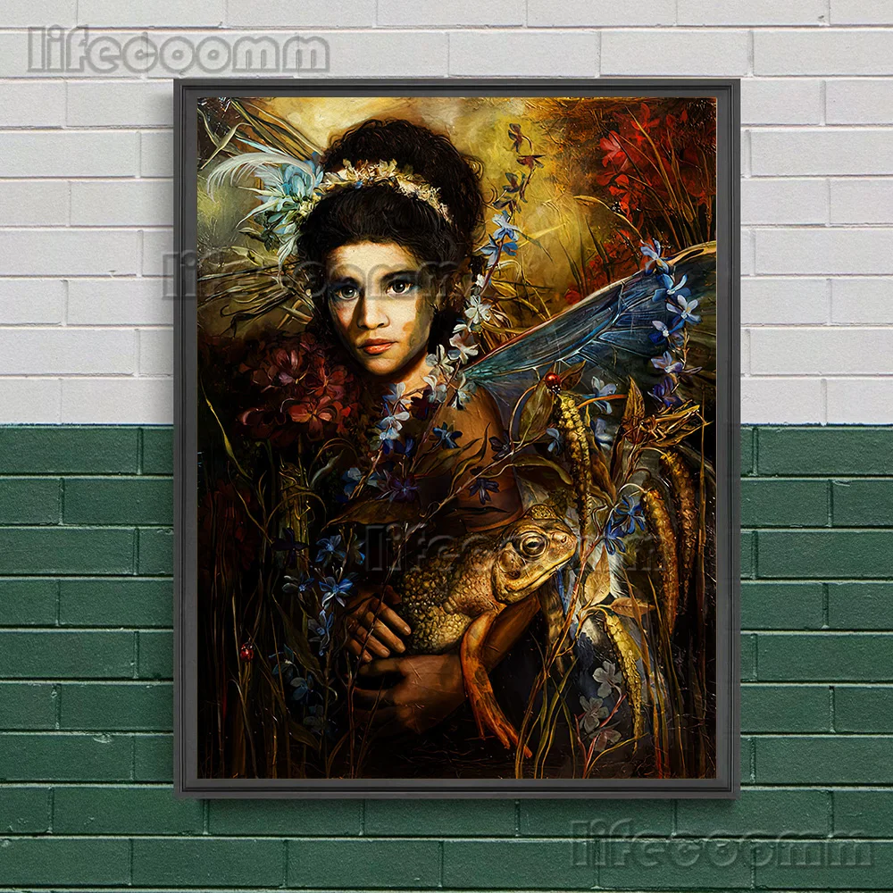Butterfly Fairy And Mermaid In The Jungle Vintage Wall Art Canvas Painting Lonely Elf Girl Art Poster And Print Home Decoration