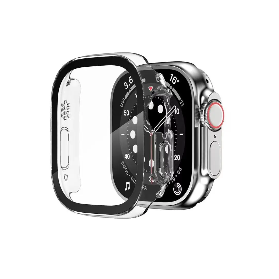 แฟชั่นสีนาฬิกาสำหรับ Apple IWatch 8 7 S7 S8 Ultra Case PC กรอบป้องกันหน้าจอแก้วฟิล์ม41มม.45มม.49มม.