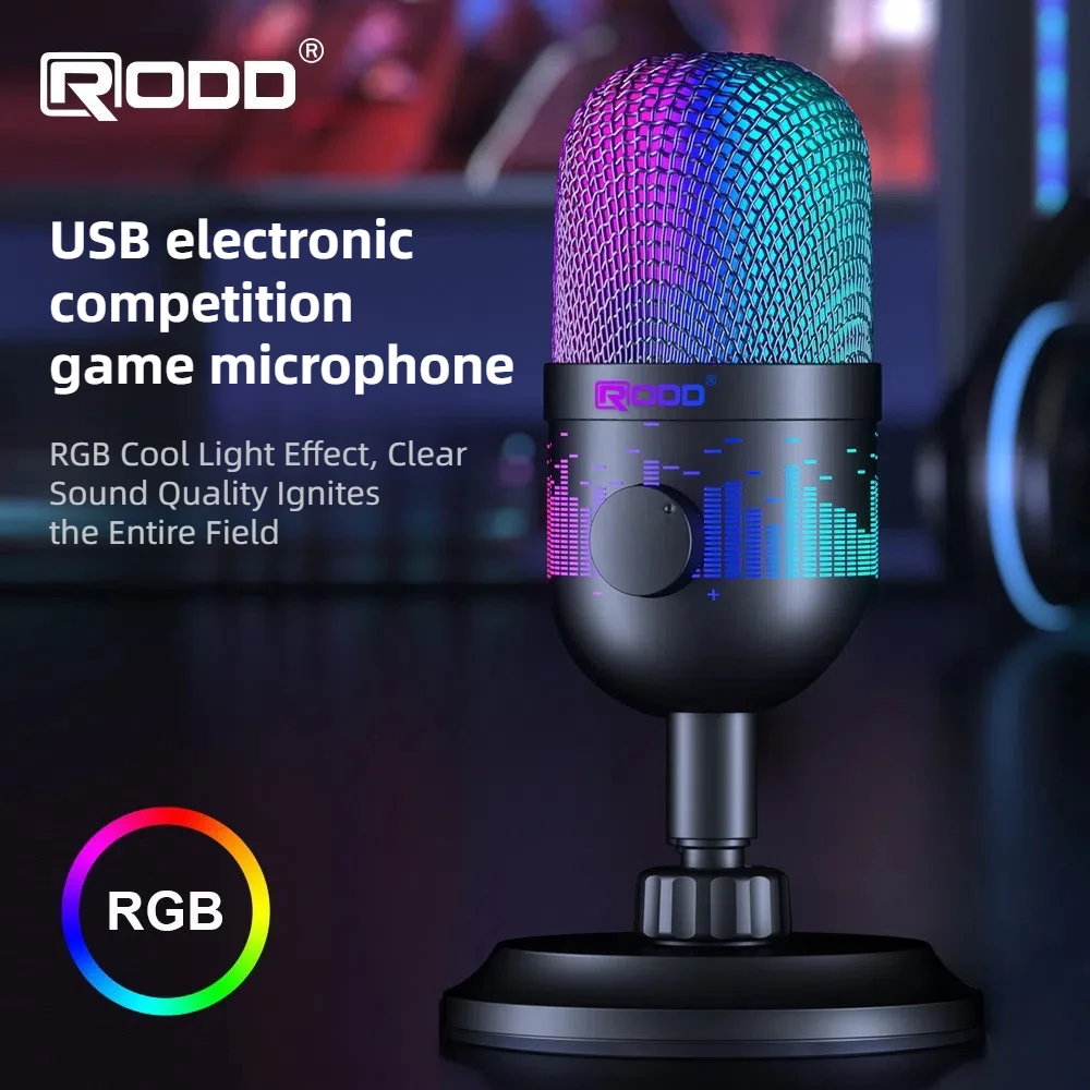 Usb Microfoon-Condensor Gaming Microfoon Voor Pc/Mac/Telefoon-Cardioid Mic Met Rgb Verlichting Hoofdtelefoon Uitgang Volumeregeling