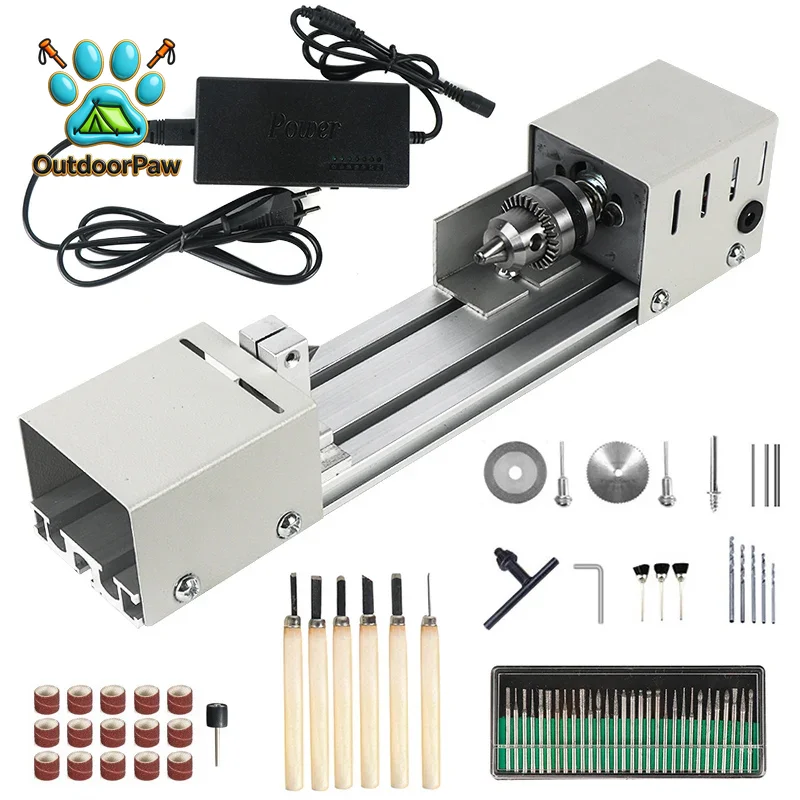 12-24V DC Mini Wood Lathe Machine DIY Woodworking Miniature Buddha Pearl Lathe Grinding Polishing Beads