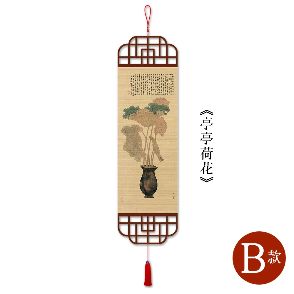 Chinese Style Wealth Peace Bamboo Scroll decorative painting Hanging for Entryway Tea Room Wall Art Room Decor Aesthetic