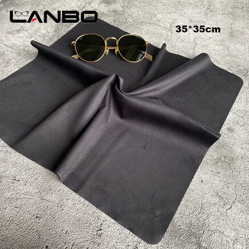 10pcs 35*35cm Big Size Black Chamois Glasses Cleaner Microfiber Glasses Cleaning Cloth For Lens Phone Screen Cleaning Wipes