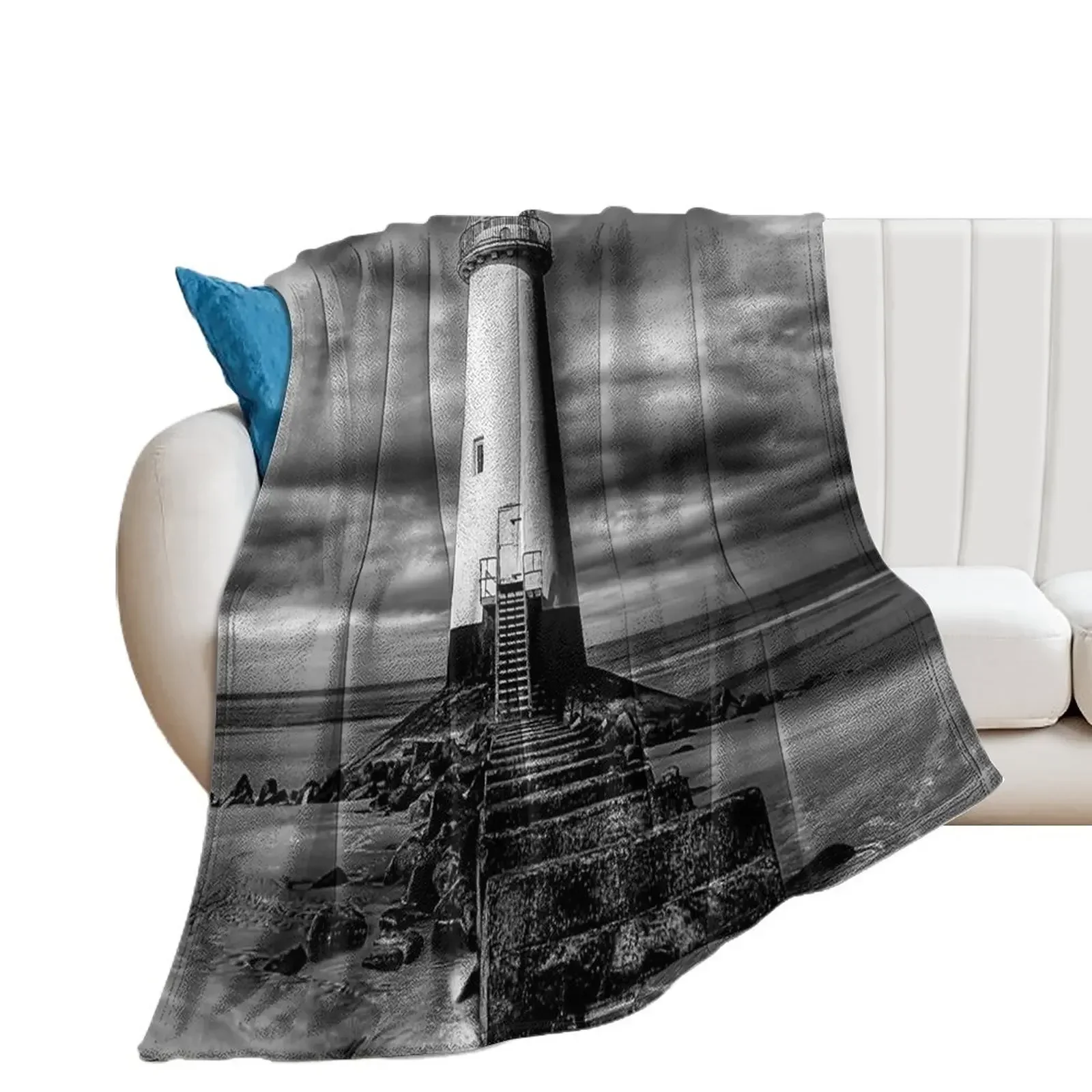 Talacre Lighthouse Point of Ayre Wales Throw Blanket Hair Bed Fashionable Blankets