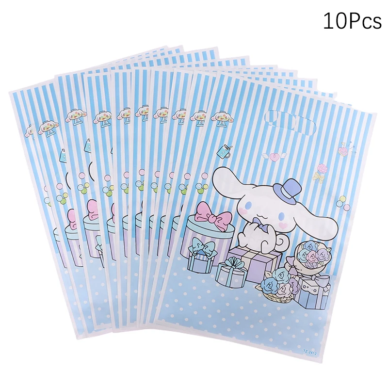 10Pcs Sanrio Theme Cinnamorooll Birthday Party Decoration Plastic Gift Bags Pearl Film Gift PE Bag Girls Party Supplies Decor