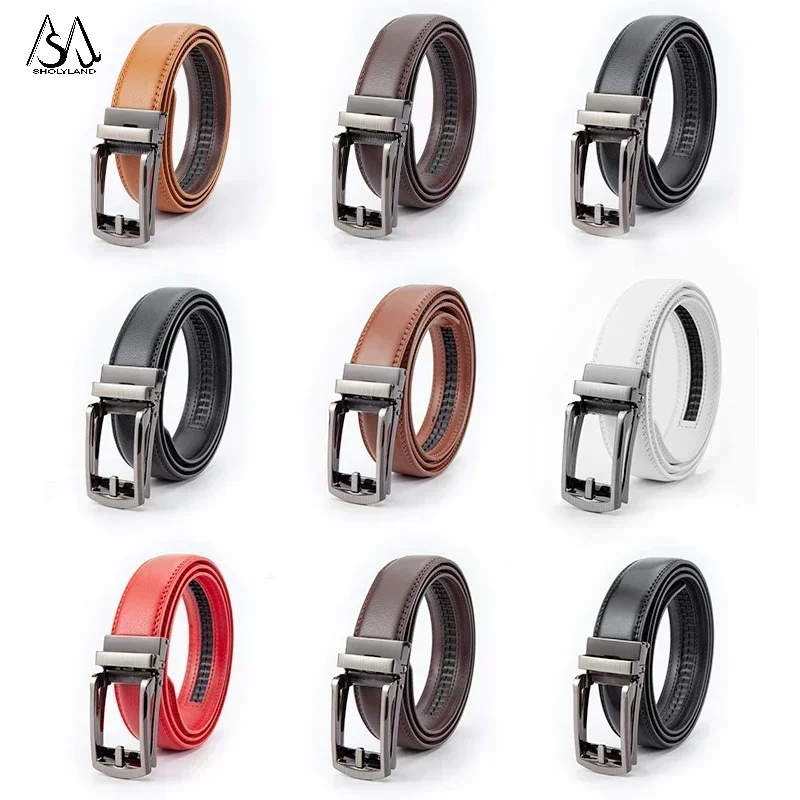 New Trendy Fashion Versatile Leather Men\'s Belt Alloy Automatic Buckle Two-layer Cowhide Classic Business Versatile Men\'s Belt