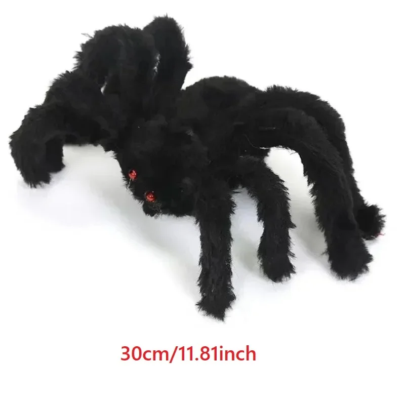 Riesige Schwarze Plüsch-Spinne Halloween-Dekoration 30-200cm Horror Spukhaus-Requisiten Innen- und Außendekoration für Gruselpartys