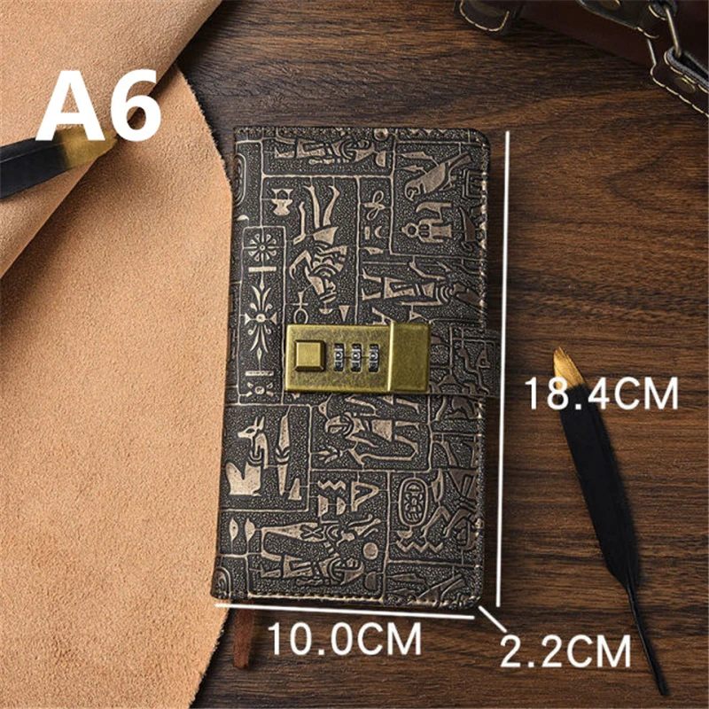 200 Pages A5A6 Code With Lock Diary Book  Notepad Agenda Planner European Style Retro Notebook Simple Hand Account Book Journal