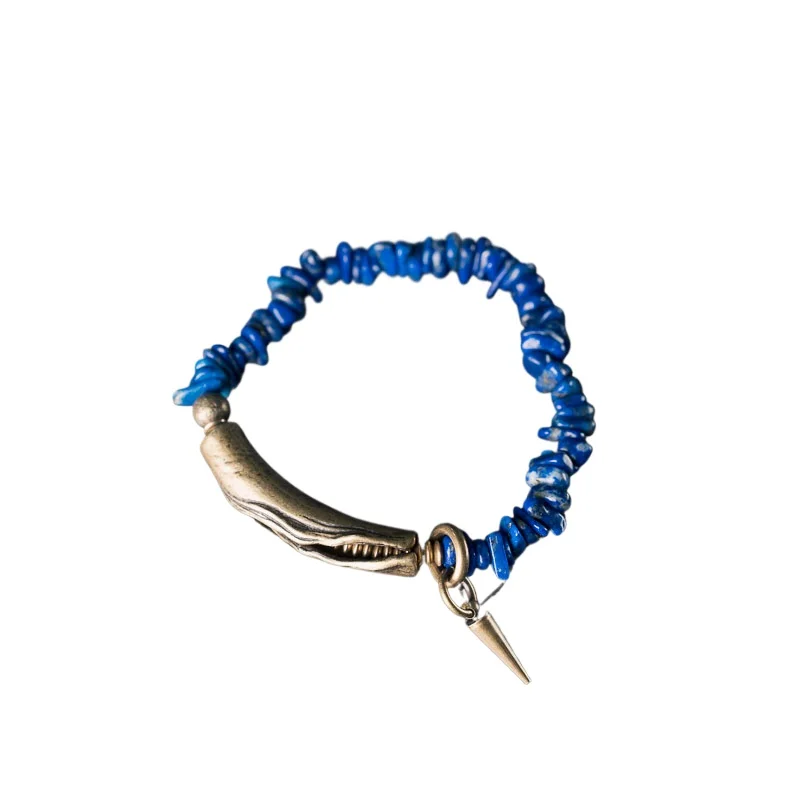 

Irregular lapis lazuli bracelet for women, retro personality versatile single circle bracelet for men