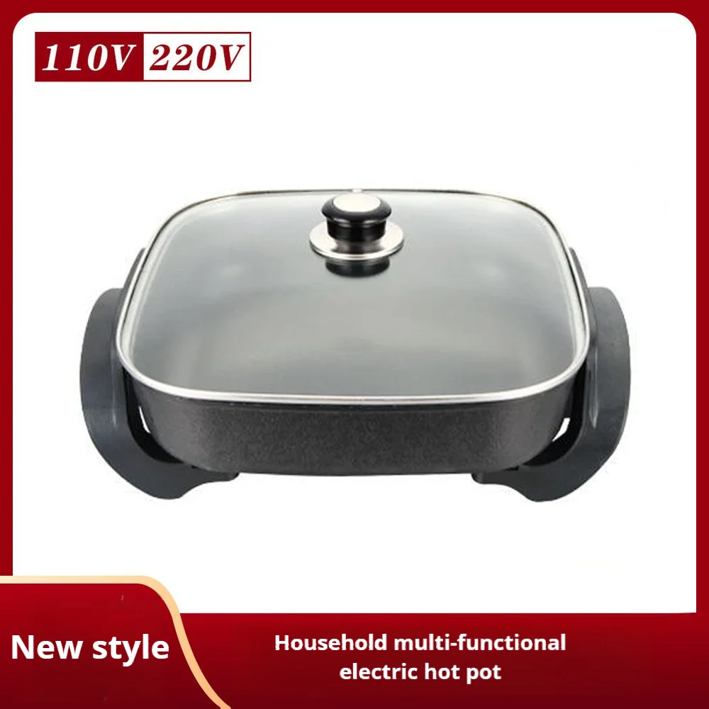 Household multi-functional electric hot pot cooking and frying in one square pot