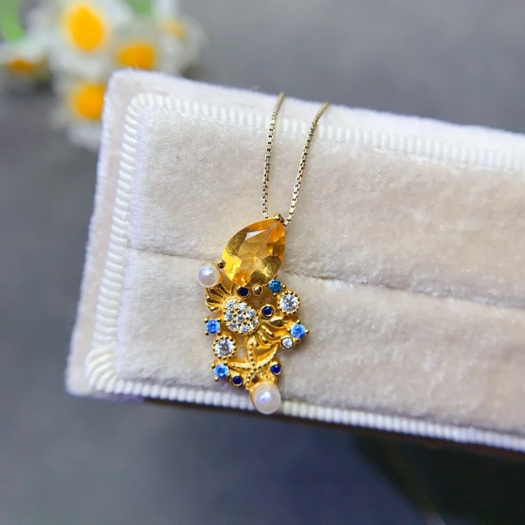 

Stunning Designer Natural Crystal Pendant S925 Sterling Silver for A Luxurious and Fashionable Statement in Women